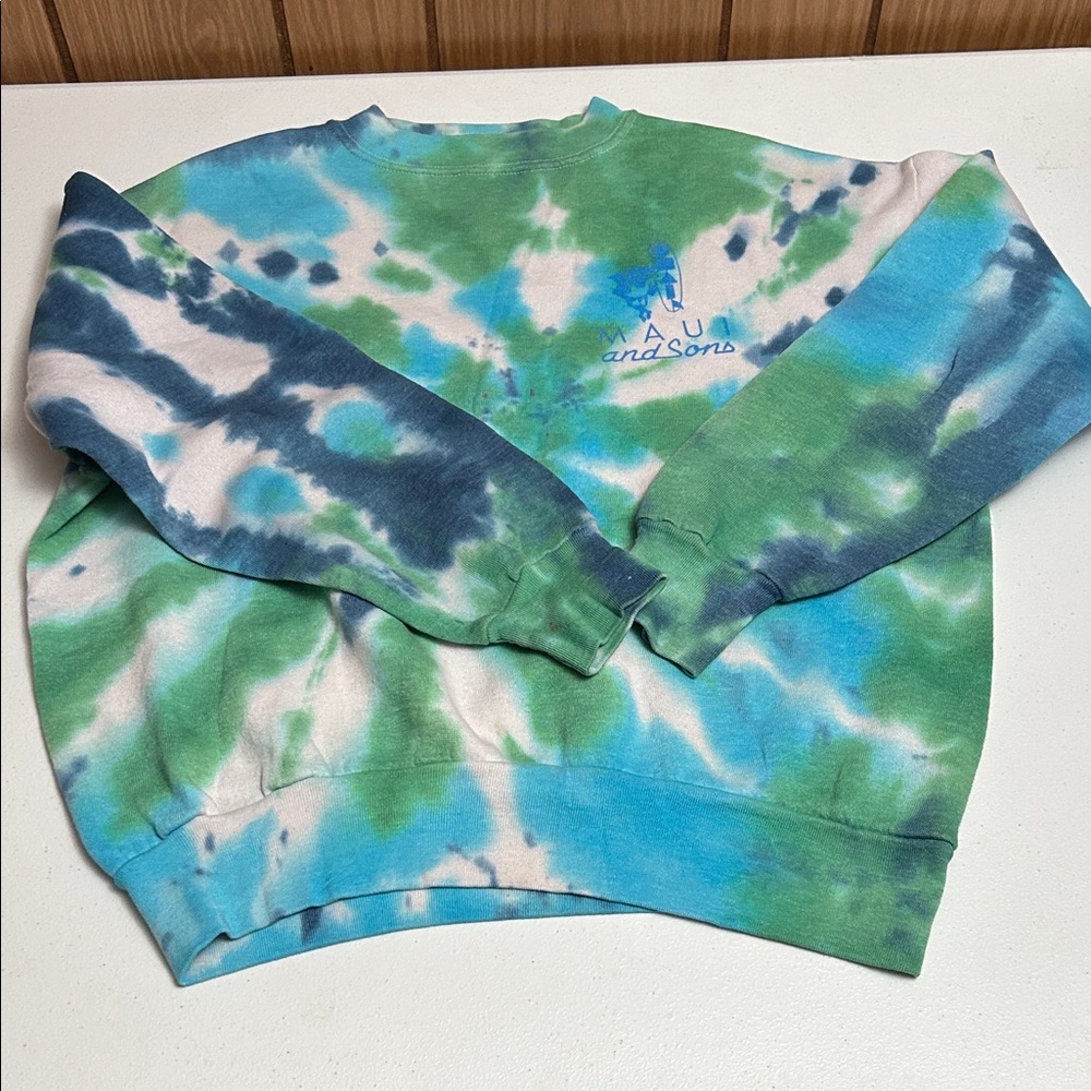 Tie-Dye Sweatshirt in Green and Blue